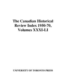 Canadian Historical Review Index 1950-70